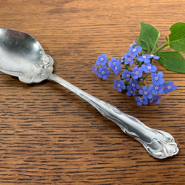 Sugar Shell or Jam Spoon ~ Cuevee, Quaker Mfg. Co. Silver Plate ~ 1898 - 1925 ~ Art Nouveau ~ Small Serving Spoon ~ Appetizer Spoon