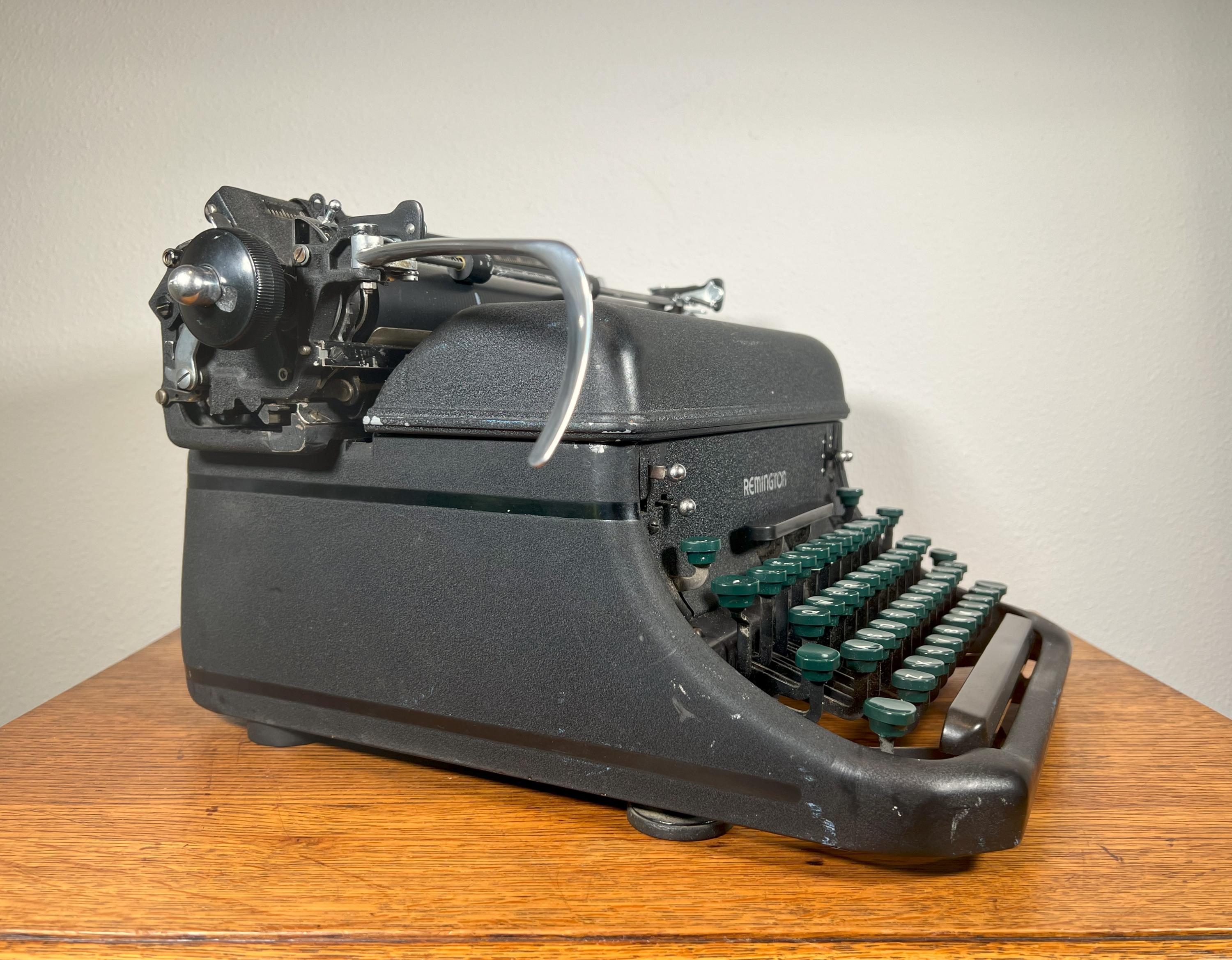 Remington Rand Typewriter Model 17: 1945 Black Wrinkle Paint, Art