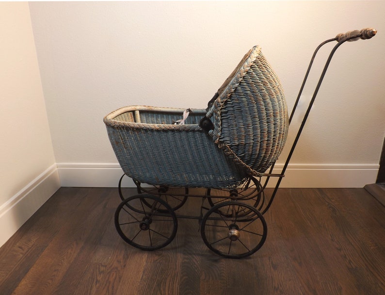 Doll Baby Buggy Wicker Wood and Metal 1920s Collectible Etsy