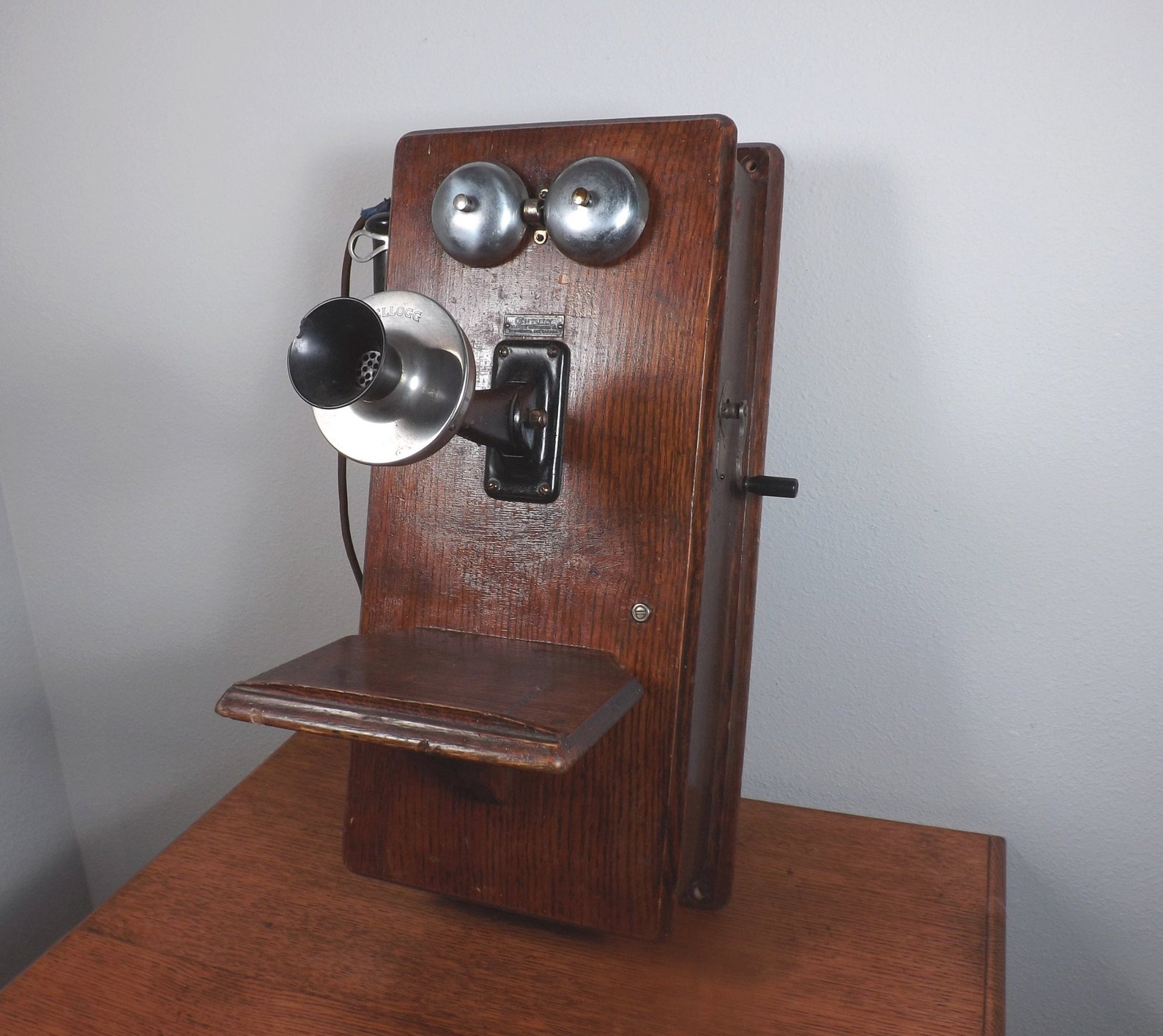 Kellogg Antique Wood Telephone Century Construction Co. Etsy