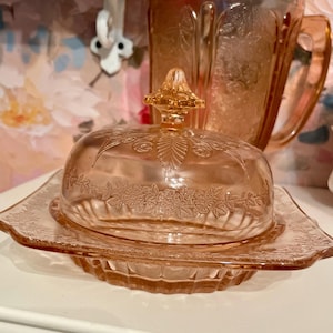 Jeannette Glass Co. Adam Pink Butter Dish Depression Glass