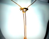 Vintage Hector AGUILAR For Vendome. Modernist 14K Gold Over Silver Lariat Ladies Hand Necklace, 1955 Extremely RARE Signed H-A