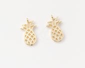3413061 Pineapple Sand Finished 16k Gold Plated Brass Pendant 9mm x 15mm 0.5g 2pcs