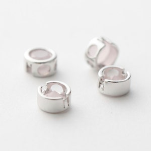 2045032 / Ice Pink / Rhodium Plated Brass Framed Glass Connector 7.7mm External Diameter / 0.6g / 4pcs