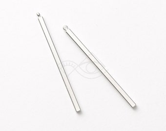 3295015 / Simple Bar (Long) / Matt Rhodium Plated Brass Pendant 2.1mm x 42.1mm / 1.6g / 4pcs