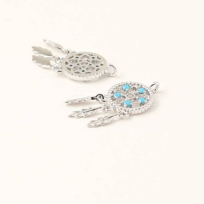 3624011 Dreamcatcher 16k Gold Plated Brass with CZ Pendant 9mm x 20mm 0.5g 2pcs