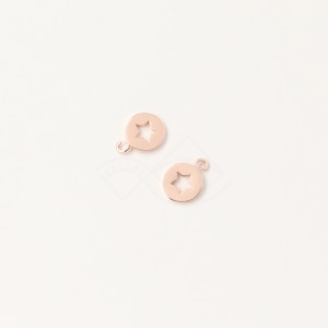 3597017 / Tiny Star / Rose Gold Plated Brass Pendant 6.3mm x 8m / 0.1g / 4pcs