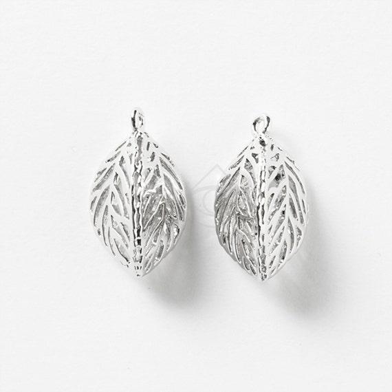 3240012 / Cubic in Leaves / Rhodium Plated Brass With CZ