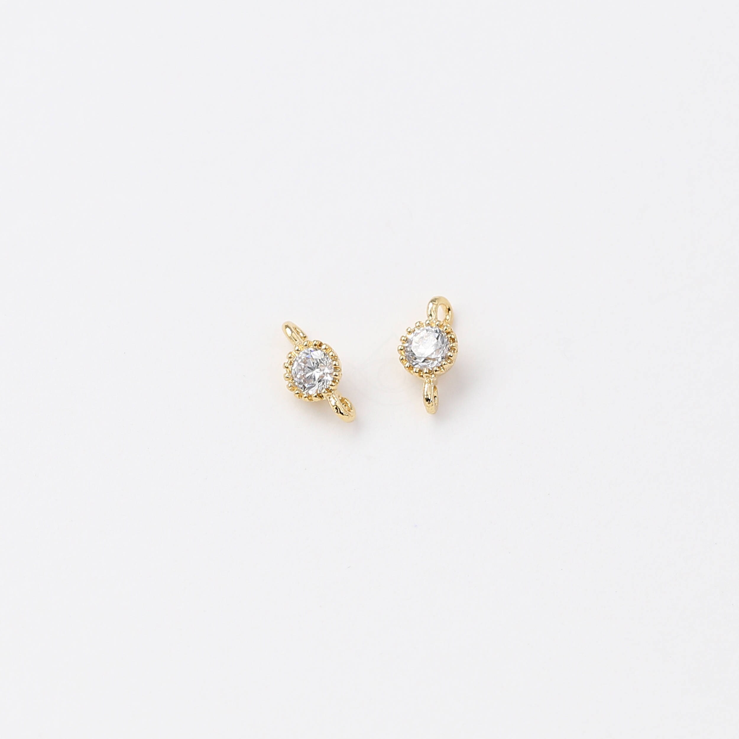 ピアス　No.4875 3494051 / Tiny Round Cubic (medium) / 16k Gold Plated Brass