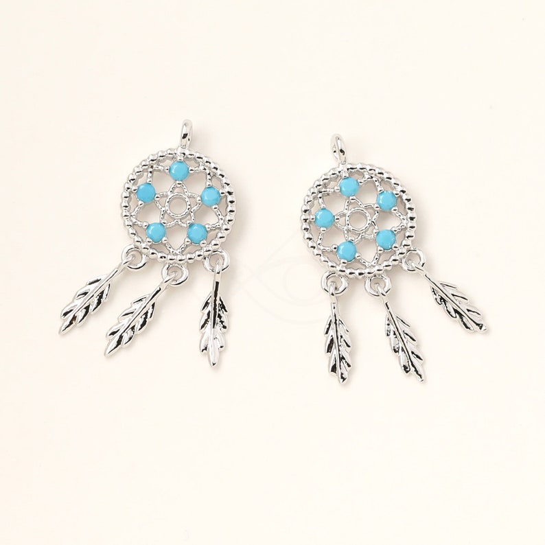 3624011 Dreamcatcher 16k Gold Plated Brass with CZ Pendant 9mm x 20mm 0.5g 2pcs
