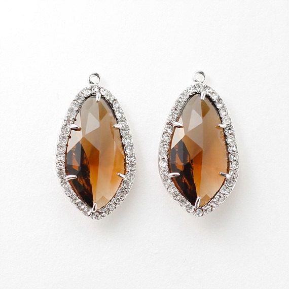 1035082 / Smoky Quartz / Rhodium Plated Brass With Cubic