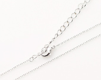 5301002 / 16" Chain, 230 4Diamond Cut Finished Chain with Lobster Clasp / Rhodium Plated Brass / 16" with Extra 2" / 4pcs