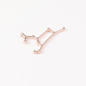 3602277 / Zodiac Sign, Leo, July / Rose Gold Plated Brass with CZ Pendant 27.3mm x 21mm / 0.6g / 1pcs