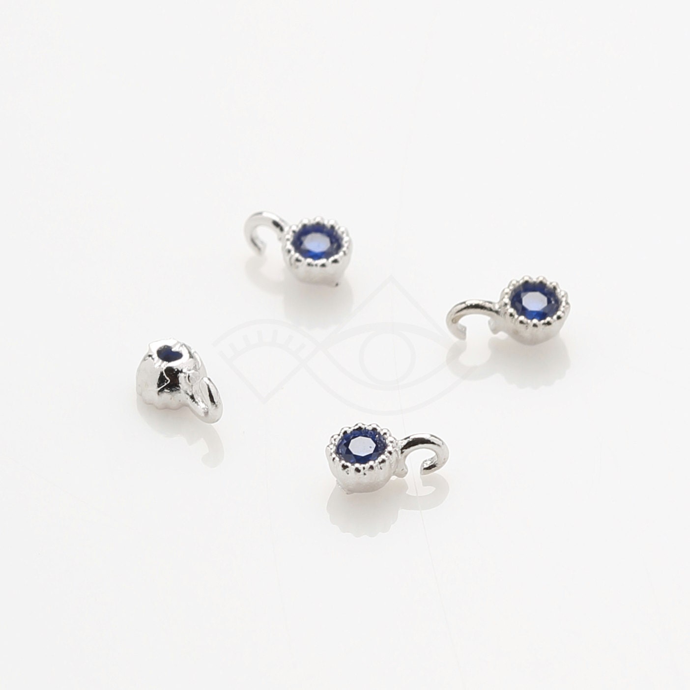 1083042 / Sapphire / Rhodium Plated Brass Framed CZ Pendant