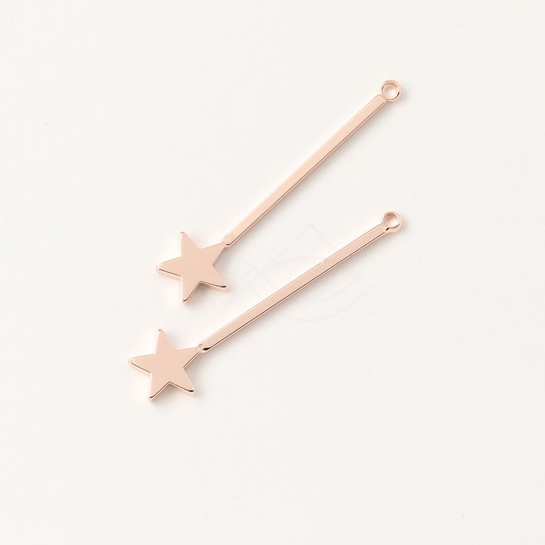 3601037 Stick Star Rose Gold Plated Brass Pendant 6.7mm x 28.3mm 0.6g 4pcs