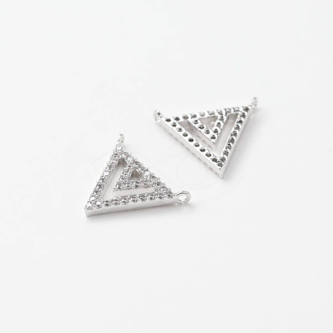 3386042 / Inverted Double Triangles / Rhodium Plated Brass With CZ ...