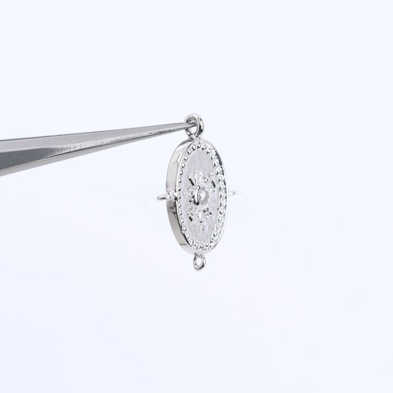 3776012 / Cubic Oval / Rhodium Plated Brass Pendant With CZ