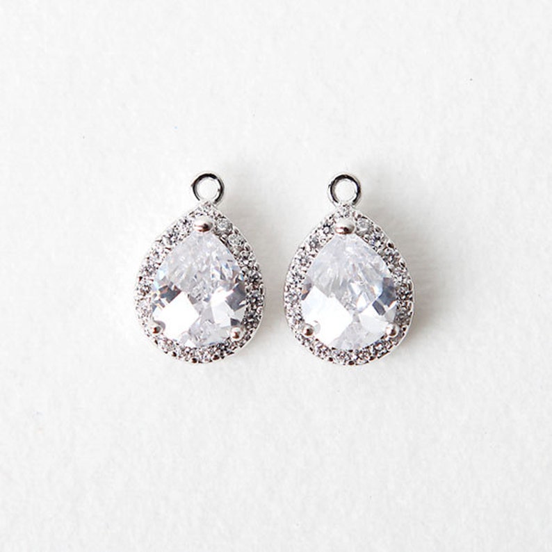 1035202 / Crystal small / Rhodium Plated Brass With Cubic - Etsy