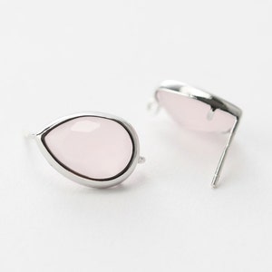 5529072 / Ice Pink / Rhodium Plated Brass / 925 Sterling Silver Post 10.5mm x 15mm / 1.3g / 2pcs