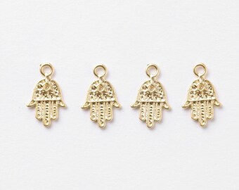 3062064 / Hamsa Hand / 16k Matt Gold Plated Pewter Pendant 8mm x 12.7mm / 0.4g / 4pcs