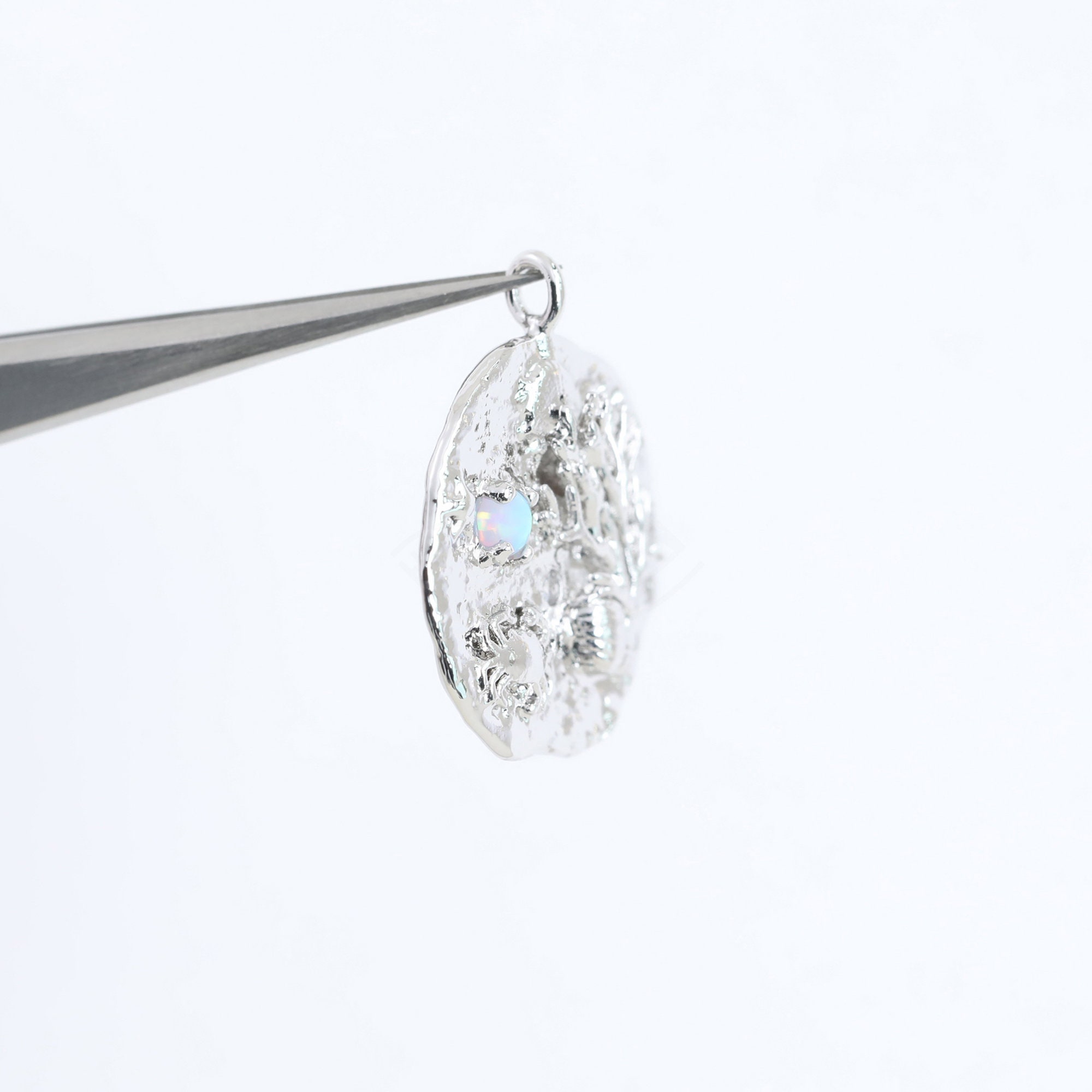 3838012 / Ocean Circle / Rhodium Plated Brass With CZ
