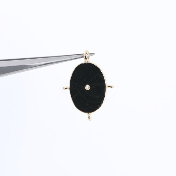 3776012 / Cubic Oval / Rhodium Plated Brass Pendant With CZ