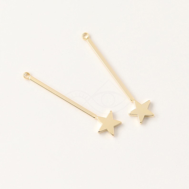 3601037 Stick Star Rose Gold Plated Brass Pendant 6.7mm x 28.3mm 0.6g 4pcs