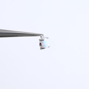 3758022 / Tiny Opal / Large / Rhodium Plated Brass Pendant with Opal Pendant 5.3mm x 7.2mm / 0.4g / 2pcs