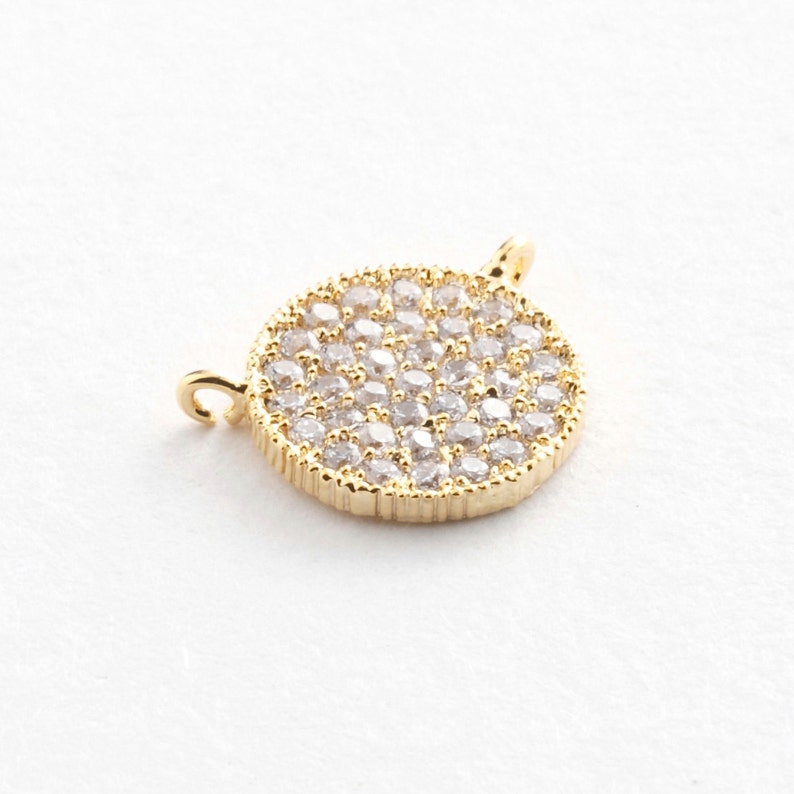 3387021 / Cubic Round / 16k Gold Plated Brass with CZ Pendant Etsy