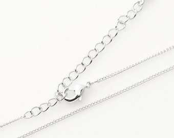 5300002 / 16" Chain, 130 S Finished Chain with Lobster Clasp / Rhodium Plated Brass / 16" with Extra 2" / 4pcs