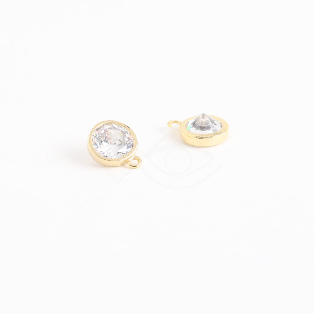 3637041 / Round Bezel Cubic / 16k Gold Plated Brass With CZ 3637041 / Round Bezel Cubic / 16k Gold Plated Brass With CZ
