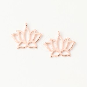 3617017 / Simple Lotus / Matt Rose Gold Plated Brass Pendant 17.7mm x 15mm / 0.7g / 2pcs