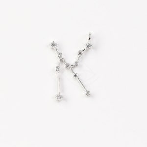 3602242 / Zodiac Sign, Taurus, April / Rhodium Plated Brass with CZ Pendant 12mm x 18mm / 0.5g / 1pcs