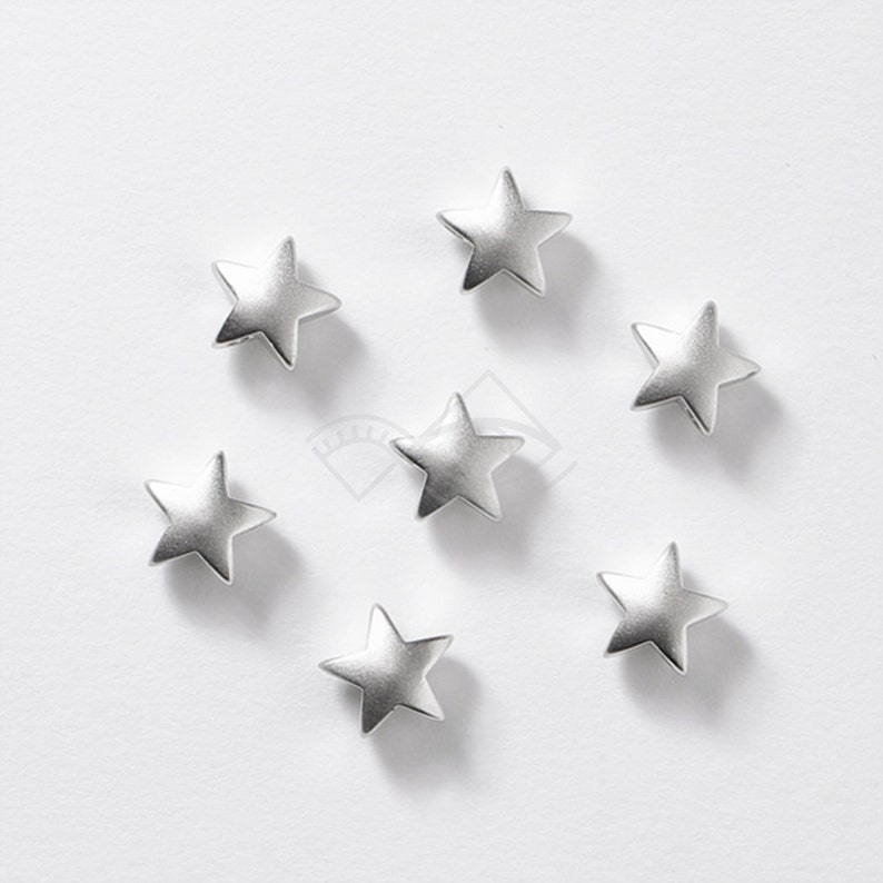 3003045 Star Matt Rhodium Plated Brass Connector 8mm 5mm Thickness 0.9g 6pcs