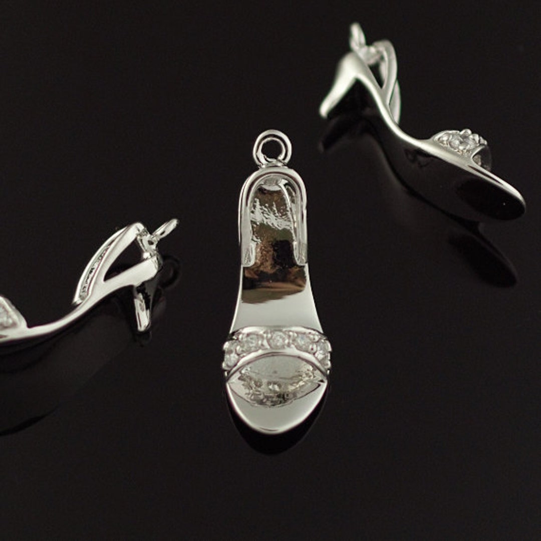 3132012 / High Heel / Rhodium Plated Brass With Cubic
