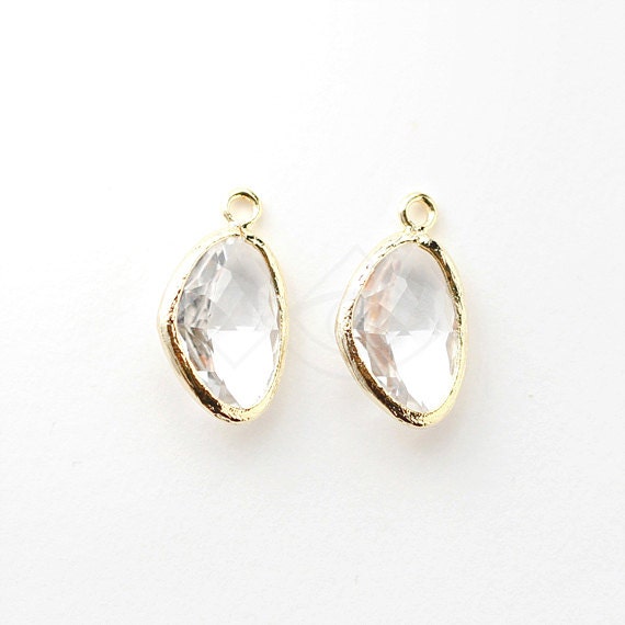 大流行中！ / 1022141 Crystal Glass Framed Brass Plated Gold 16k / アクセサリー