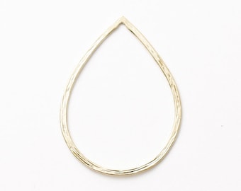 3024014 / Simple Teardrop / 16k Matt Gold Plated Brass Connector 25mm x 34mm / 0.8g / 2pcs