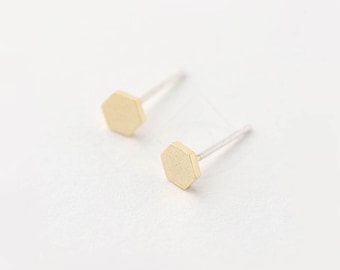 5581011 / Simple Hexagon / Sand Finished 16k Gold Plated Brass 5mm x 4.6mm / 0.3g / 2pcs