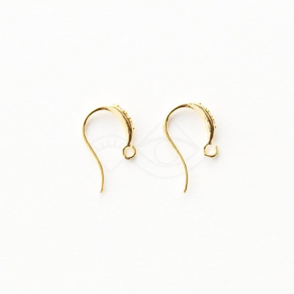 5502111 / Cubic Hook / 16k Gold Plated Brass with Cubic Zirconia 11.5mm x 21.4mm / 0.4g / 4pcs