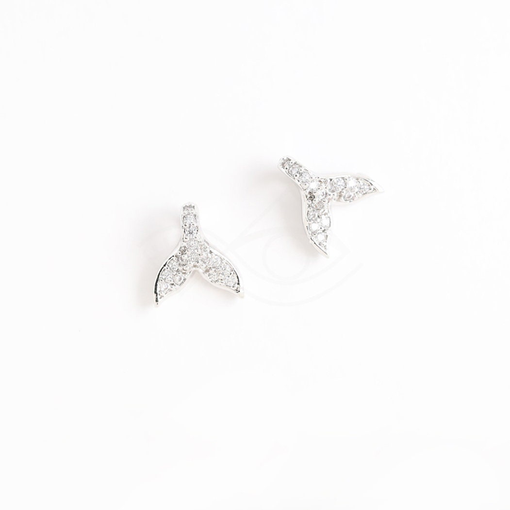 3698042 Crescent Star Oval Rhodium Plated Brass with CZ Pendant 10.1mm x 18.2mm 1.1g 2pcs