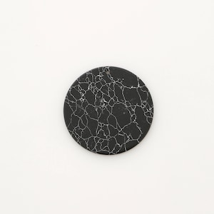 3475052 / 35mm Black Marble / Simple Round Marble Pendant 35mm Diameter / 3.3g / 2pcs