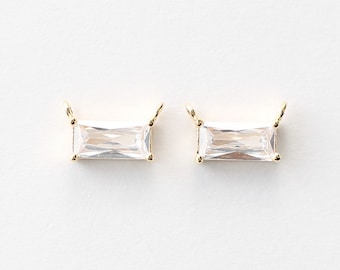 3210011 / Rectangle / 16k Gold Plated Brass Connector 11mm x 5mm Excluding loops / 1.1g / 2pcs