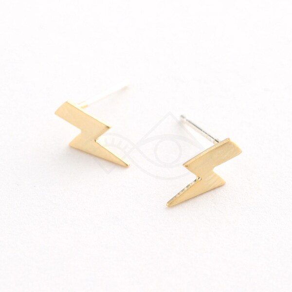 5571014 / Lightning / 16k Matt Gold Plated Brass  4.6mm x 10.5mm / 0.2g / 2pcs in a pair