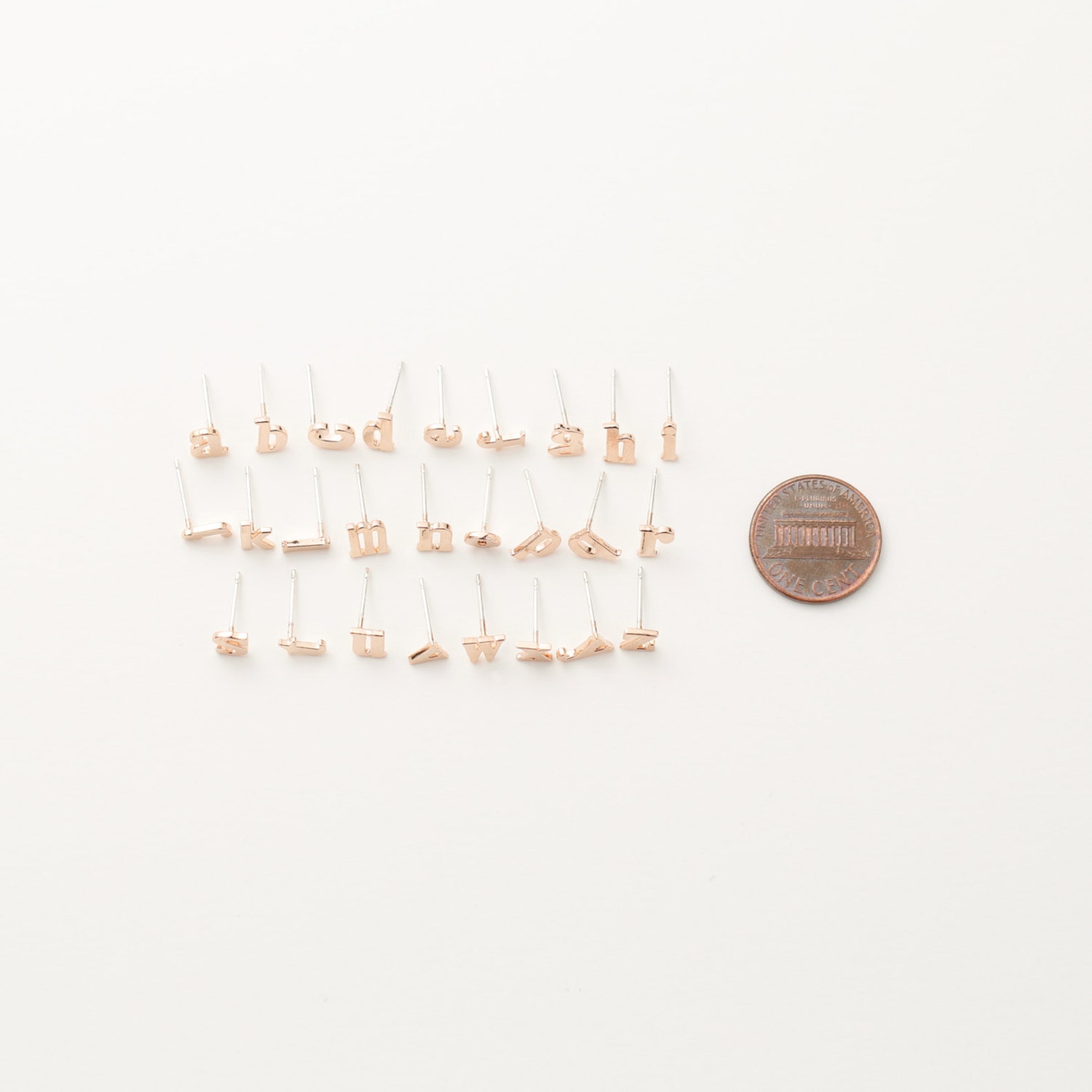 5559197 / S Alphabet / Rose Gold Plated Brass Earring / 925 Etsy