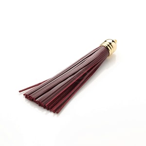 4001271 / Wine / Genuine Leather Tassel / 16k Gold Plated Brass Cap 12mm x 98mm / 7.5g / 60strands / 1pcs