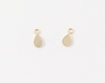 3607014 / Tiny Flat Teardrop / 16k Matt Gold Plated Brass Pendant 4.2mm x 8.2mm / 0.1g / 4pcs