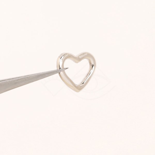 3897012 / Heart / Rhodium Plated Brass Pendant 8.3mm x 7mm / 0.3g / 2pcs