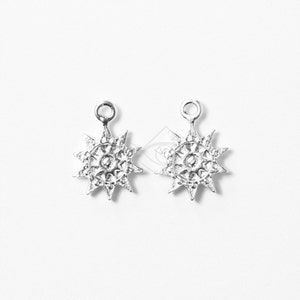 3165035 / Sonne / Matt Rhodium Plated Pewter Anhänger 12 mm x 16.4 mm / 1.3g / 4Stk