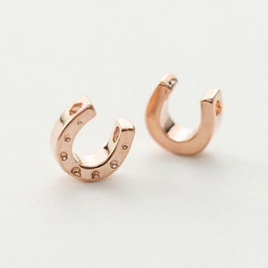 3012057 / Horse&#39;s Hoof / Rose Gold Plated Brass Connector 7mm x 7mm / 0.5g / 2pcs