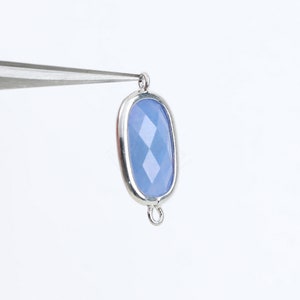 2086022 / Blue Aventurine / Rhodium Plated Brass Framed Stone Connector  9.1mm x 19.7mm / 1g / 2pcs